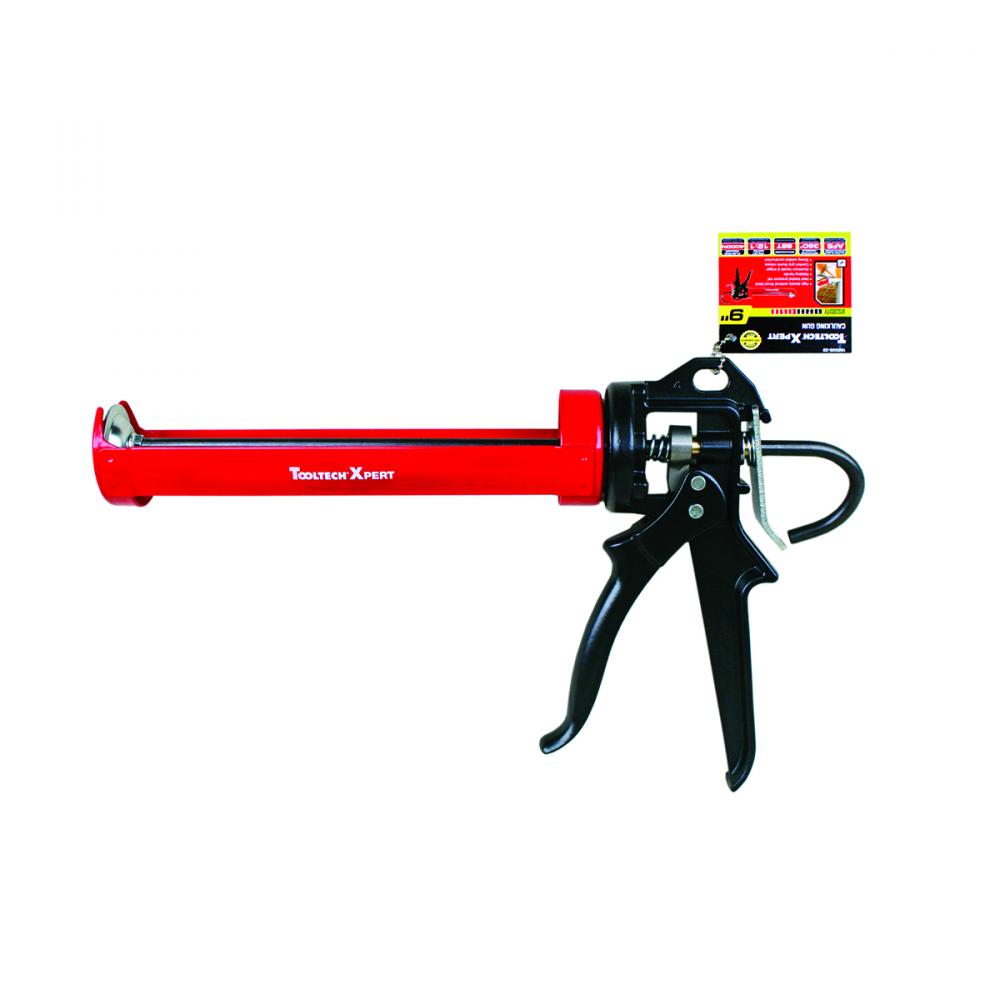 Pro Rotating Cradle-Style Caulking Gun with Auto Flow Stop 9&#34; Red