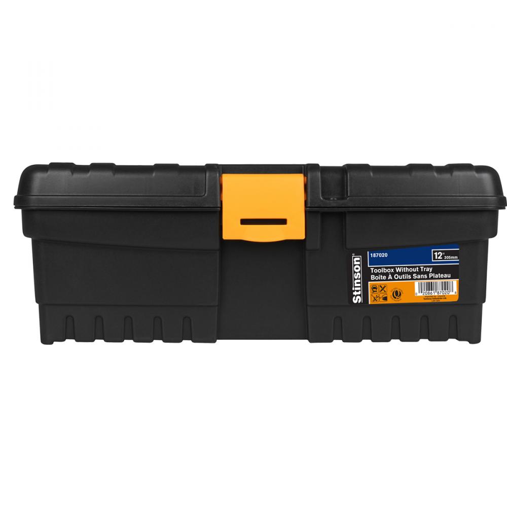 Plastic Toolbox Without Tray 12in Black/Orange