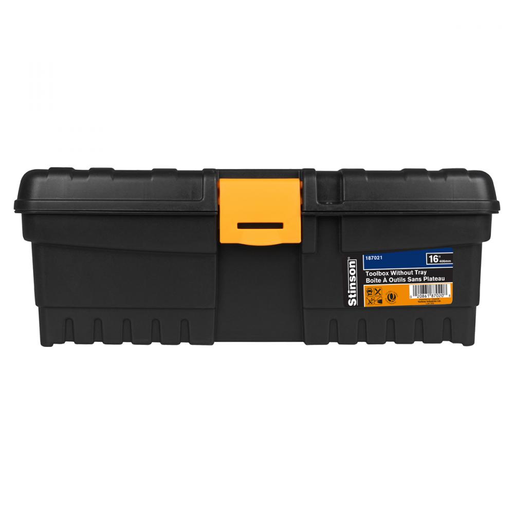 Plastic Toolbox Without Tray 16in Black/Orange