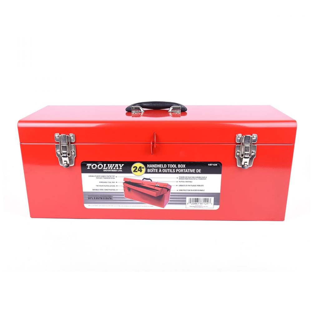 Toolbox With Lid Red Steel 24in