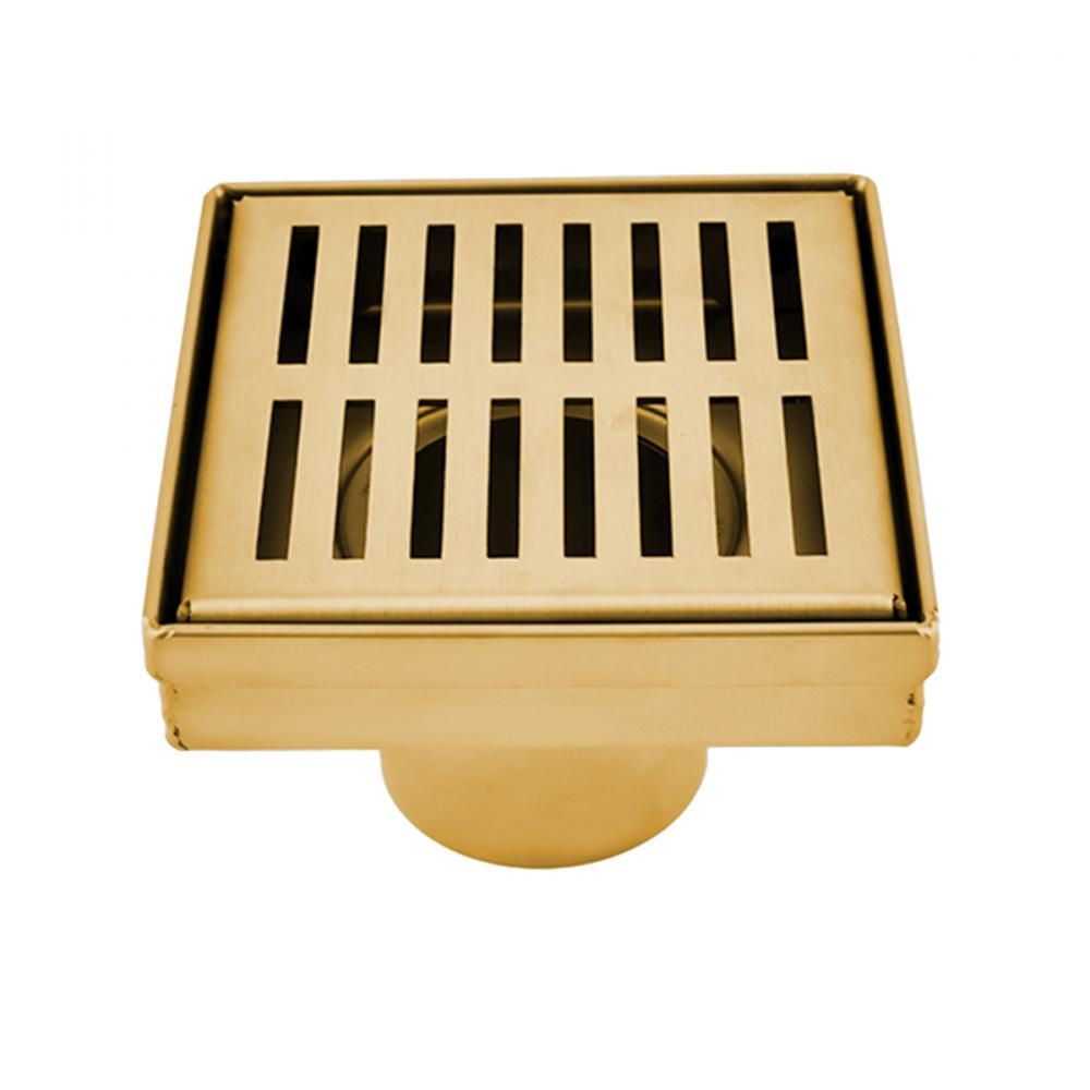 Square Shower Drain Slot Grid 6&#34; x 6&#34;x 2 3/4&#34; Brushed Gold