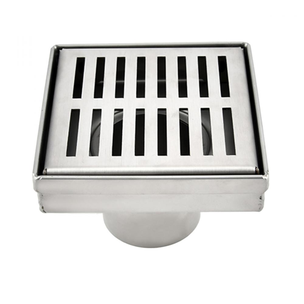 Square Shower Drain Slot Grid 6&#34; x 6&#34;x 2 3/4&#34; Brushed Stainless Steel