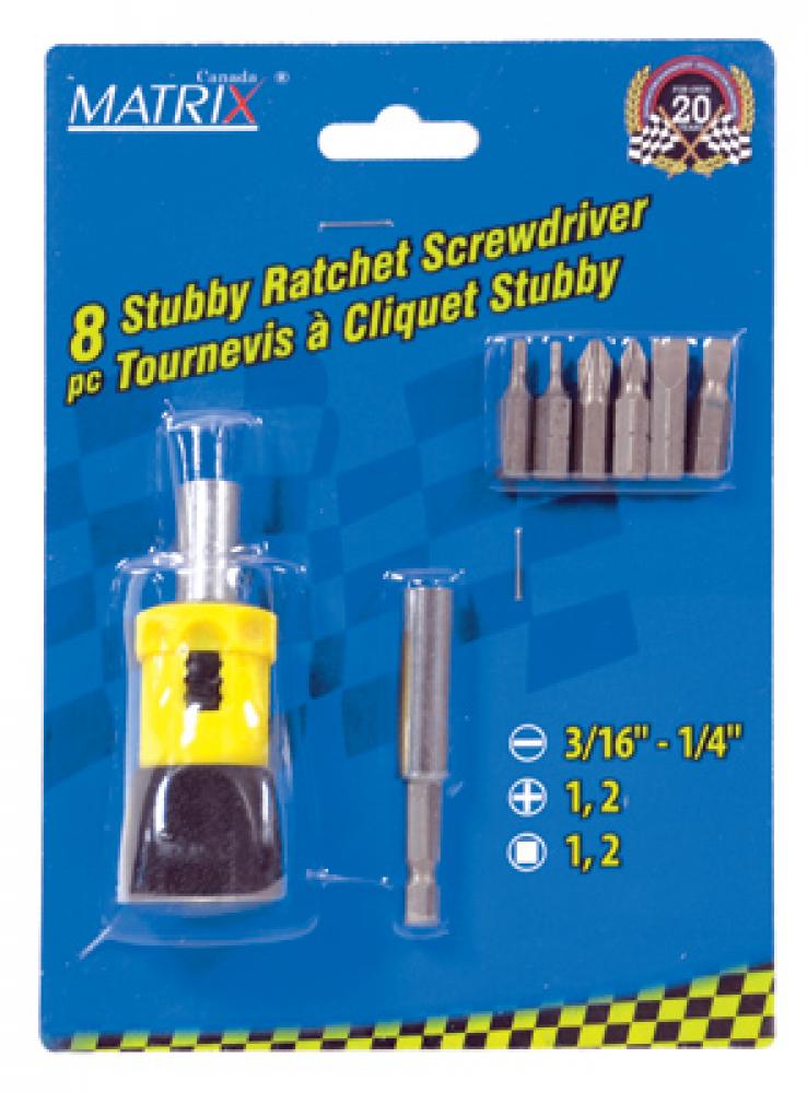 Screwdriver Stubby Ratchet 8in1