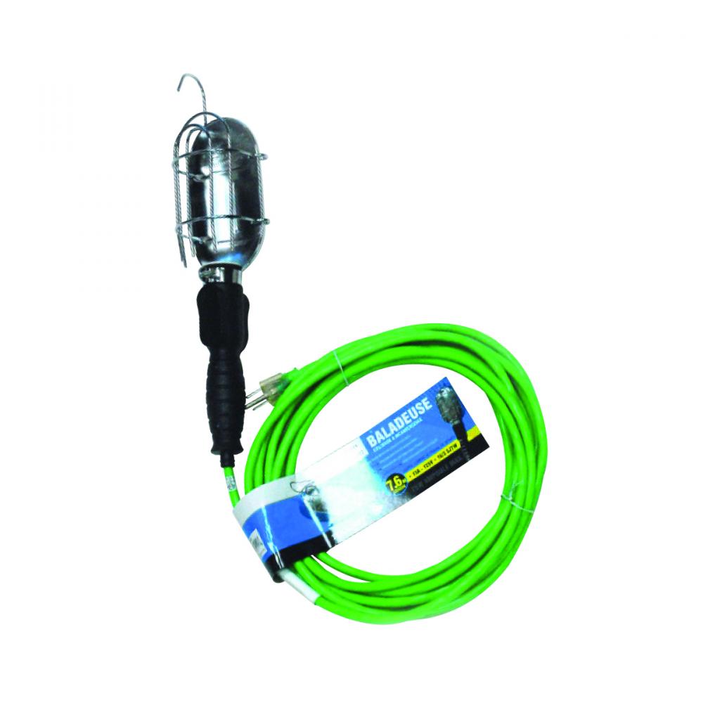 Workshop Incandescent Trouble Light with Hook 75W Neon Green Cord 25ft