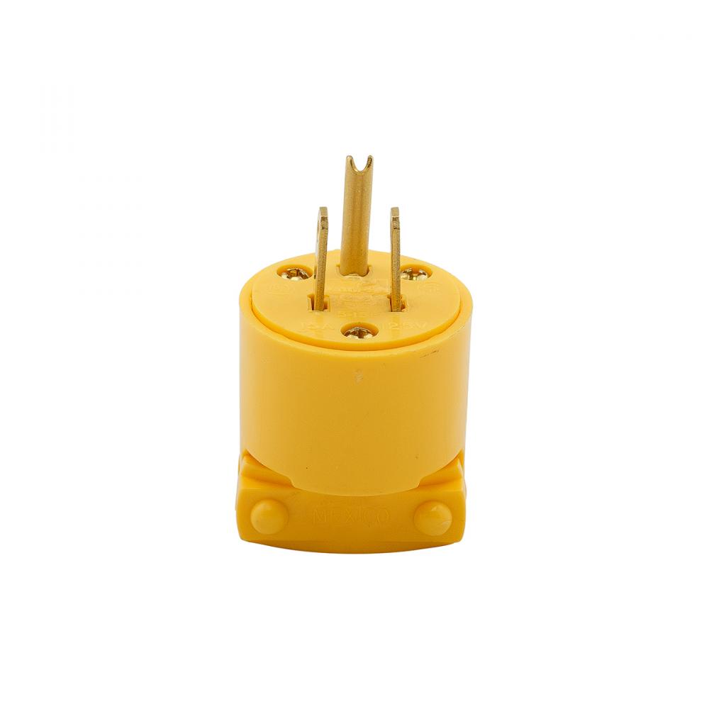 4867 Round Male Grounding Plug 15A 125V 3-Wire Yellow