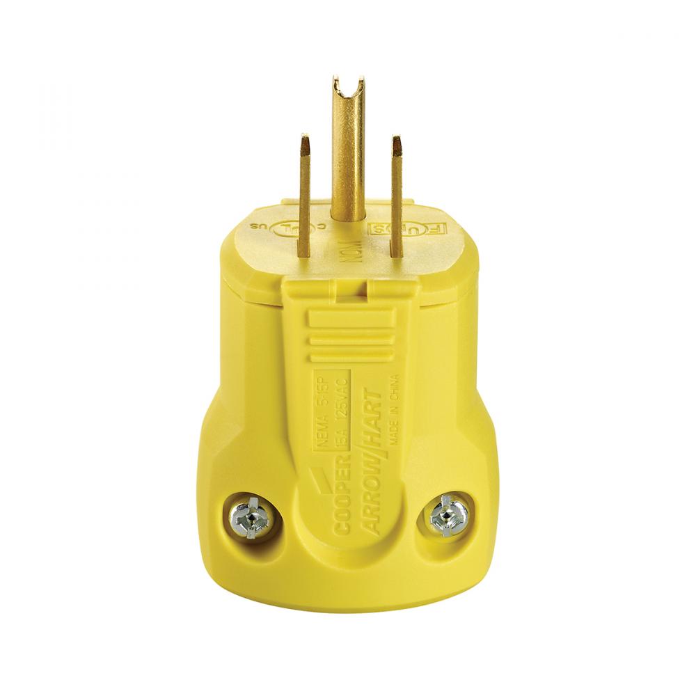 AH5965Y Male Quick Grip Plug 15A 125V Yellow