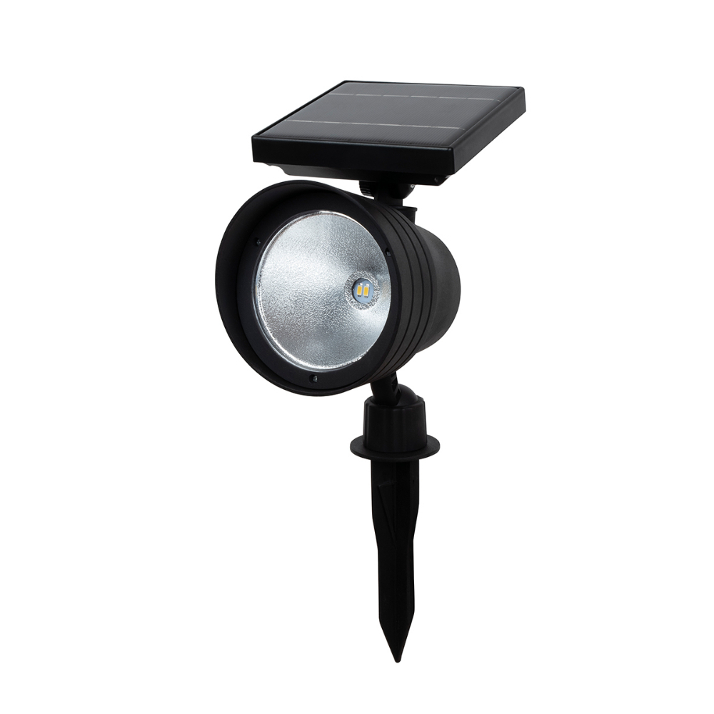 Solar Plastic Spotlight Stake Black 13in