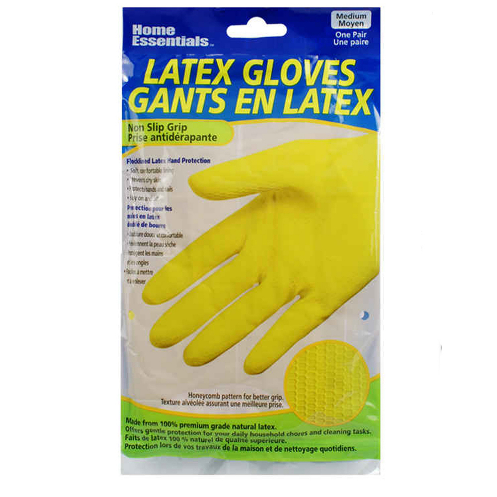 1PR Latex Household Cleaning Gloves Yellow Medium