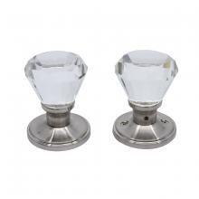 Toolway 100128 - Door Knob Crystal Diamond Privacy Satin Nickel