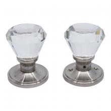 Toolway 100130 - Door Knob Crystal Diamond Hallway Satin Nickel