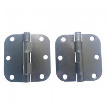 Toolway 100900 - 2PC Door Hinge 3in x 3in Round Corner 5/8in Pewter Plated Steel