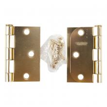 Toolway 100902 - 2PC Door Hinge 3in x 3in Round Corner 5/8in & Square Corner Brass Plated Steel