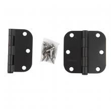 Toolway 100904 - 2PC Door Hinge 3in x 3in Round Corner 5/8in Black Steel