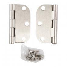 Toolway 100905 - 2PC Door Hinge 3in x 3in Round Corner 5/8in Satin Nickel Steel