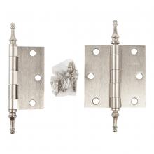 Toolway 100908 - 2PC Door Hinge 3in x 3in x 2mm Crown Tips Brushed Nickel Steel