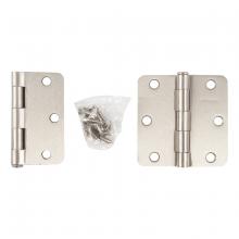 Toolway 100909 - 2PC Door Hinge 3in x 3in x 2mm Round Corner ¼in Brushed Nickel Steel