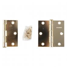 Toolway 100922 - 2PC Door Hinge 3in x 3in x 2mm Square Corner Brass Plated Steel