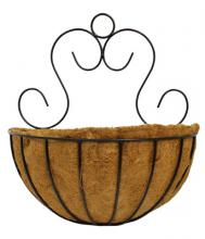Toolway 184311 - Wallmount Wire Basket Rounded Bottom with Coco Liner 20in Black