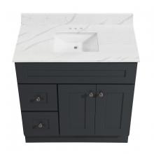 Toolway 188411 - Newport Vanity Marble Top 2-Door/2-Drwr 36in x 21in Dk Gry