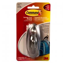 Toolway 87093982 - Command™ Traditional  Hook Large Brushed Nickel 5 Lb