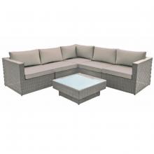 Toolway 88010003 - 6Pc Modular Wicker Sofa Set with Beige Cushions 2-Tone Beige