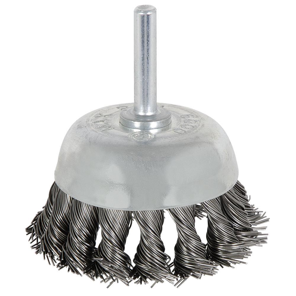 Shaft Mounted Knot Twisted Cup Brush - 2-3/8&#34; x 1/4&#34;
