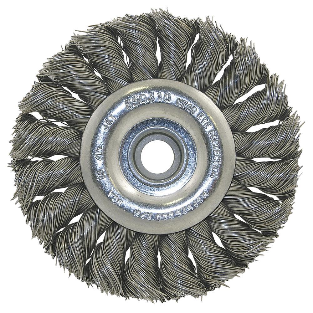 Knot Twisted Wire Wheel - Unthreaded - 8&#34; x 5/8&#34;-1/2&#34;