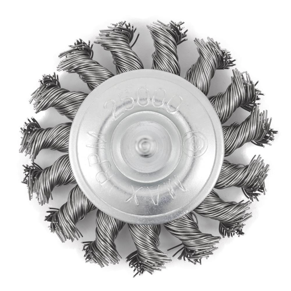 3 x 1/4&#34; Shaft Mounted Stainless Steel Knot Twisted Radial Brush